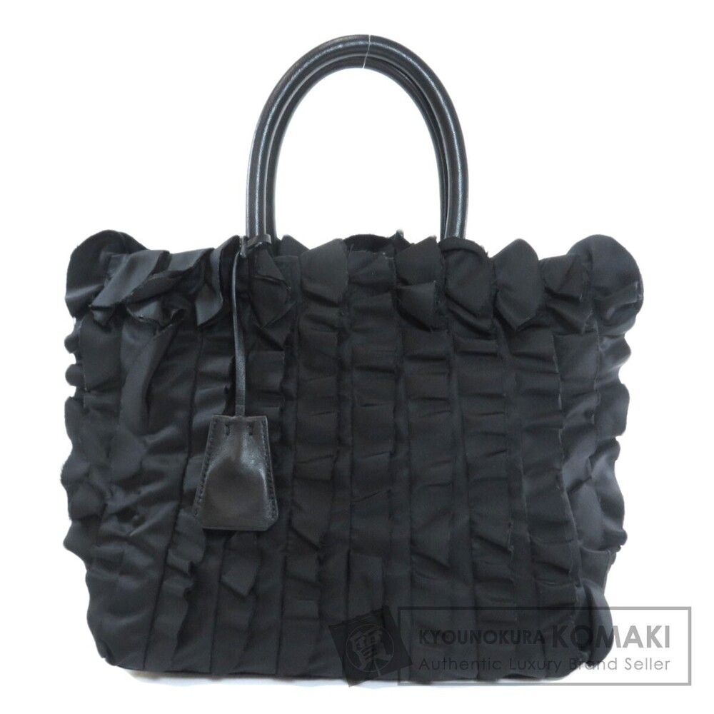 Prada Tote Bag Logo Charm Leather